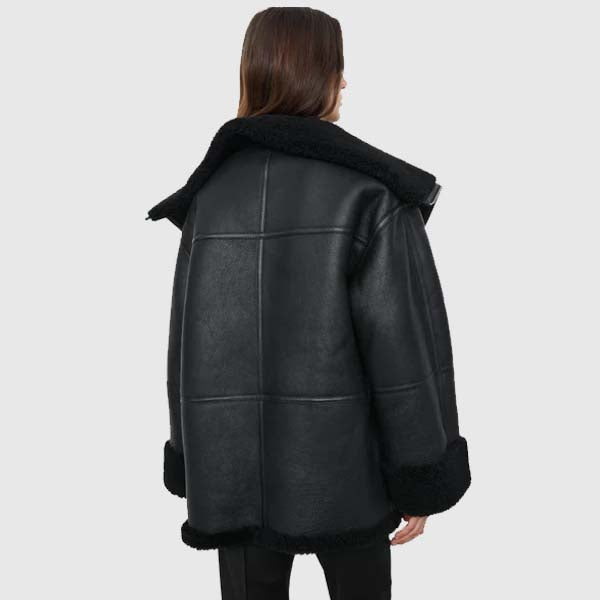 Shop Best Women B3 RAF Aviator Black Style Shearling Sheepskin Leather Jacket