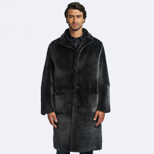 Shop Durham Black Shearling Leather Coat: Reversible Design