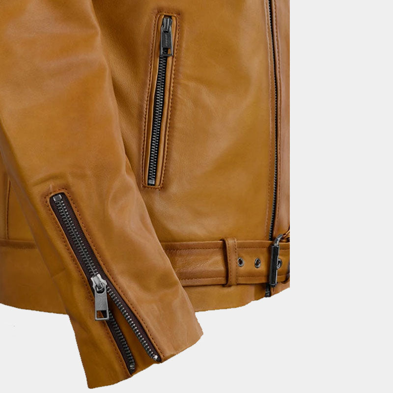 Top Best Sales Rutland Caramel Brown Genuine Boys Biker Riding Leather Jacket For Summer Sale
