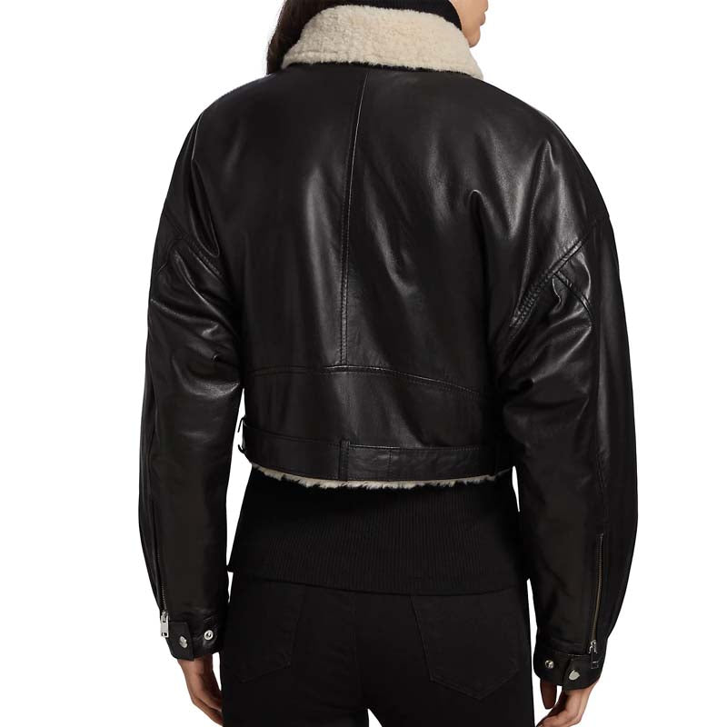 Jay Faux Leather & Faux Shearling Crop Jacket