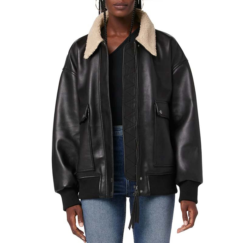 Oversized Leather Bomber Jacket