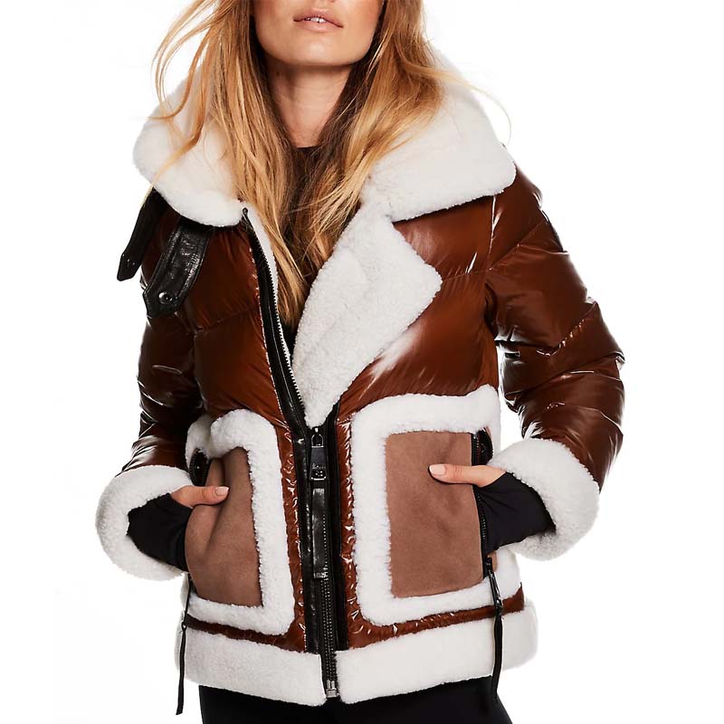 Veronica Shearling-Trim Down Jacket