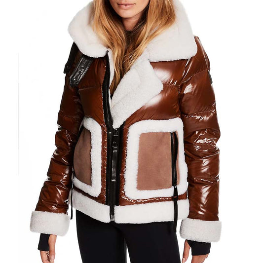 Veronica Shearling-Trim Down Jacket