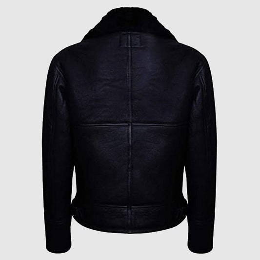 Christmas Best Winter B3 Air Force Real Black Shearling Sheepskin Aviator Pilot Flying Jacket
