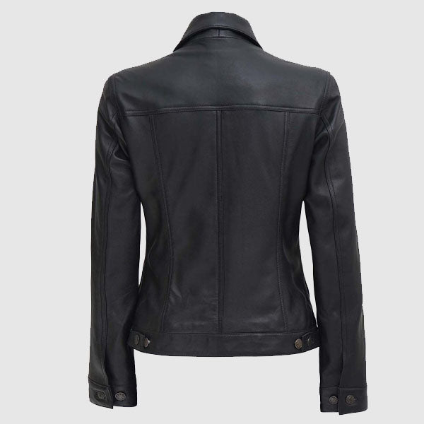 new style women black fashion leather jacket