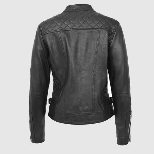 womens black leather jacket