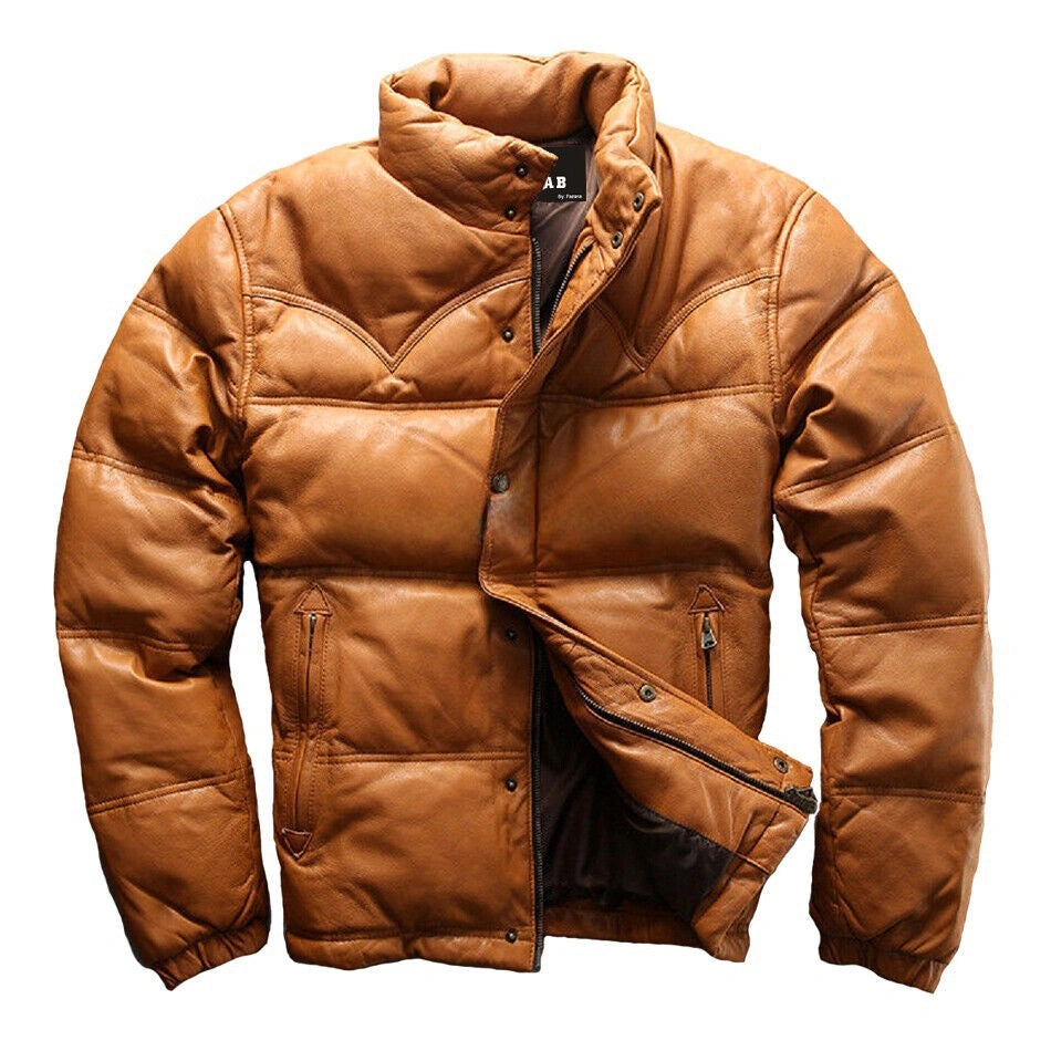 Designer Leather Puffer Jackets