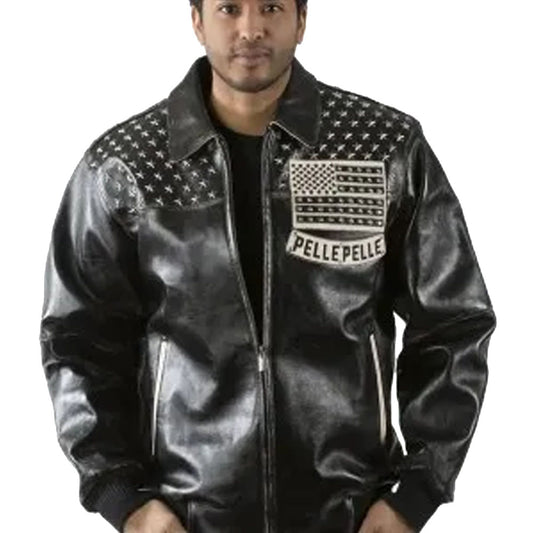 Buy Best Fashion Style New 2024 Looking Pelle Pelle Americana Black Genuine Studded Jacket For Sale