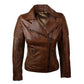 Women's distressed biker leather jacket