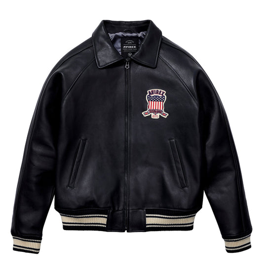 Buy Best Genuine Style Jet Black Avirex Leather Fashion Jackets For Sale