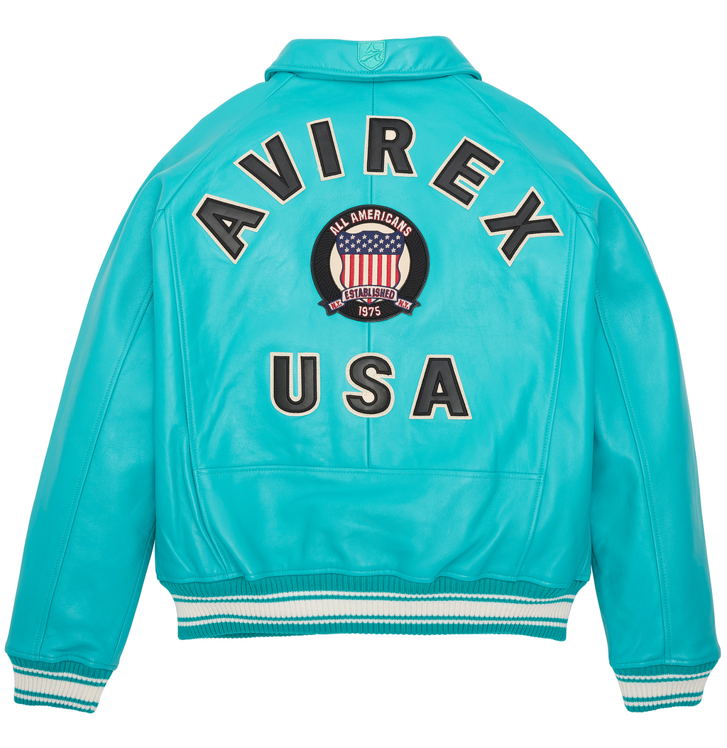 Shop Best High Sale Avirex Fashion Aviator Bomber Turquoise Leather Jackets For Sale