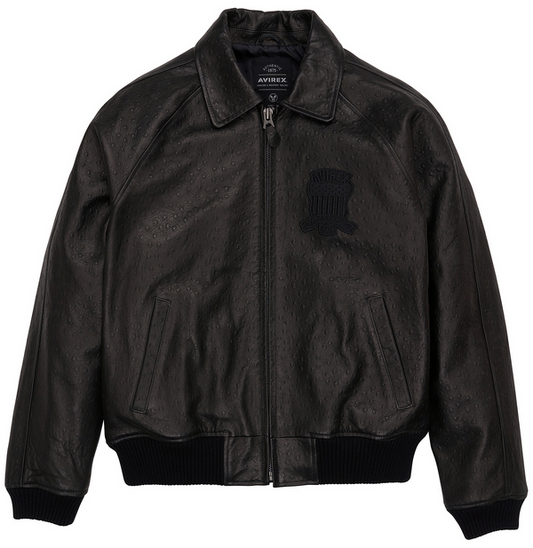 Buy Best Style Black Ostrich Fashion Bomber Avirex Leather Jackets For Mens