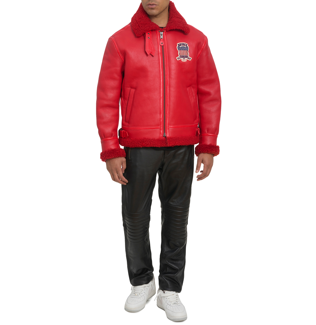 Buy Best Winter Avirex B3 Bomber Shearling Leather Jackets For Sale Mens