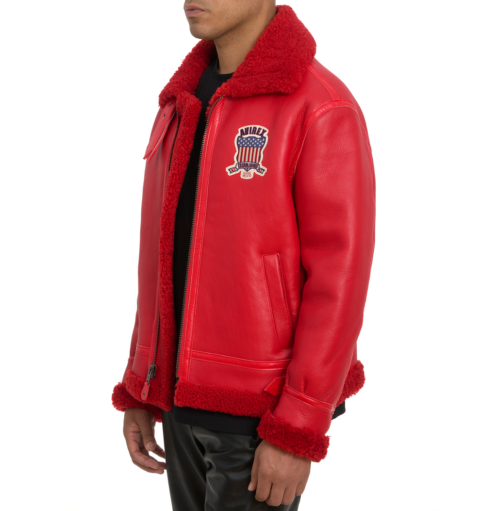 Buy Best Winter Avirex B3 Bomber Shearling Leather Jackets For Sale Mens