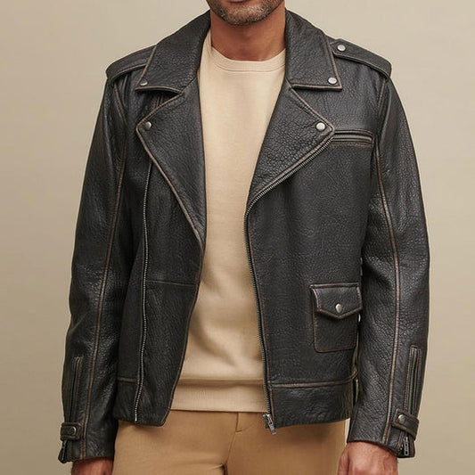 Purchase Best 100%High Quality Fashion Men's Asymmetrical Leather Biker Jacket
