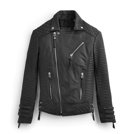 Best Quality New Style Black Motorcycle Jacket For Men - Biker Addition With Pattern