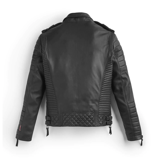 Buy Best Quality New Stlye Faashion Black Leather Biker Jacket With Pattern