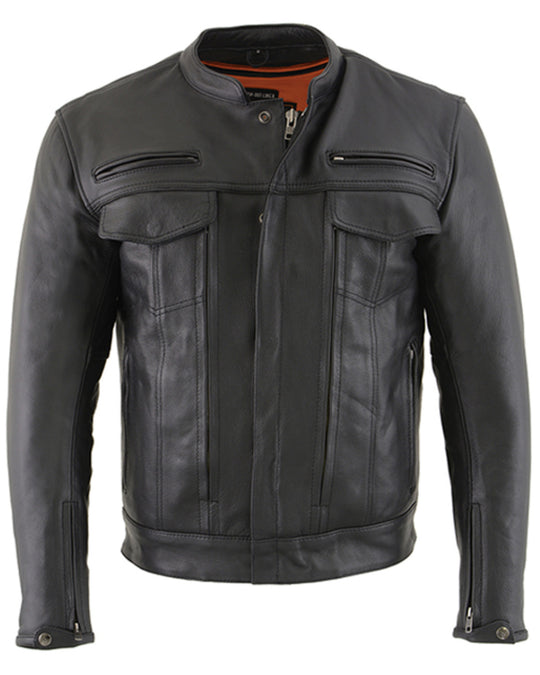 High Quality New Style Fashion Vented Scooter Zip-Front CoolTec Leather Jacket