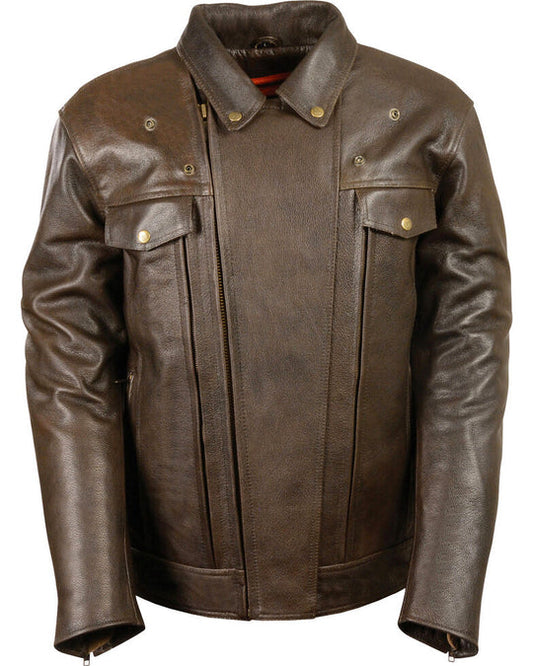Buy Best Stylish Fashion Men's Brown Pocket Biker Leather Jacket