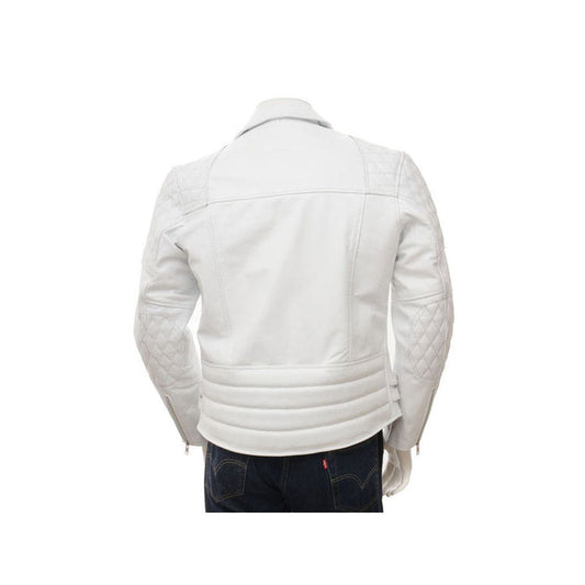 High Quality New Style Fashion Mens White Leather Biker Jacket Online