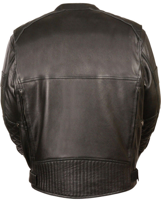 Premium Quality New Style Fashion Men's Black Quilted Pattern Scooter Motorbike Leather Jacket