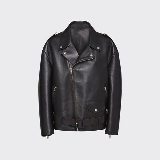 Buy Best looking fashion women's black leather biker jacket