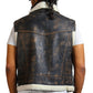 Genuine Brown Leather Vest with Fur Lining