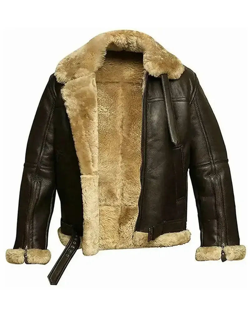 Fur Aviator Flying Pilot Bomber Jacket: Classic Comfort by Rfx Leather