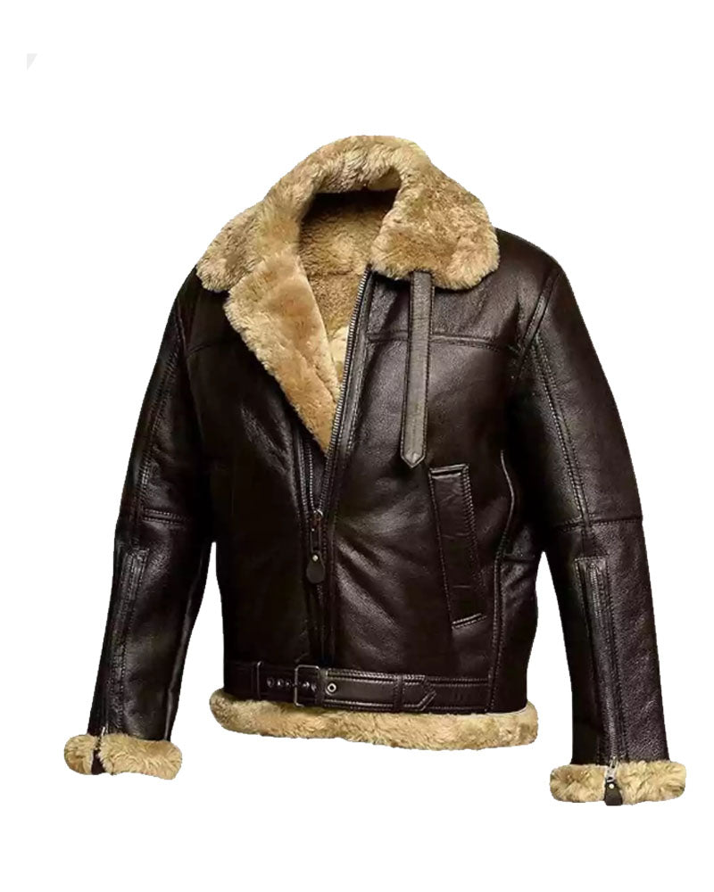 Embrace Adventure: Classic & Cozy Fur Aviator Bomber Jacket from Rfx Leather