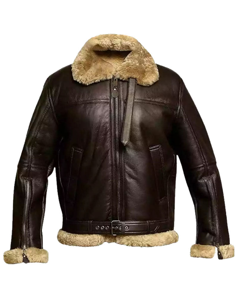 Stay Warm in Style: Rfx Leather’s Classic Fur Aviator Pilot Bomber Jacket