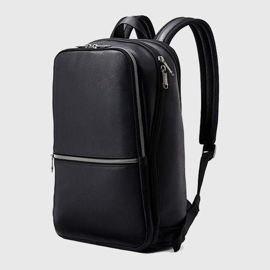 Genuine Best Style Rfx Classic Leather Slim Backpack Black, One Size