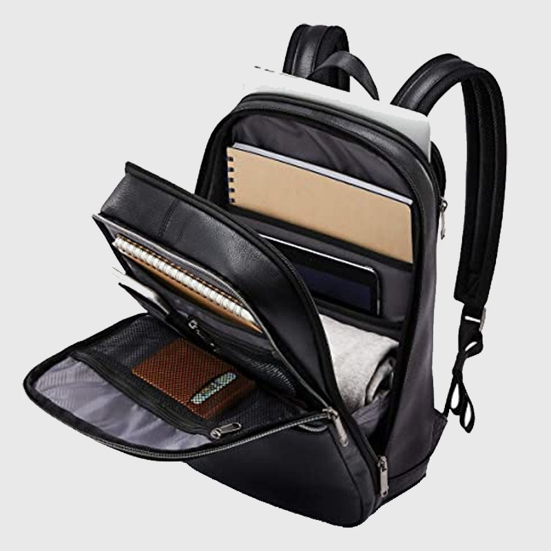 Genuine Best Style Rfx Classic Leather Slim Backpack Black, One Size