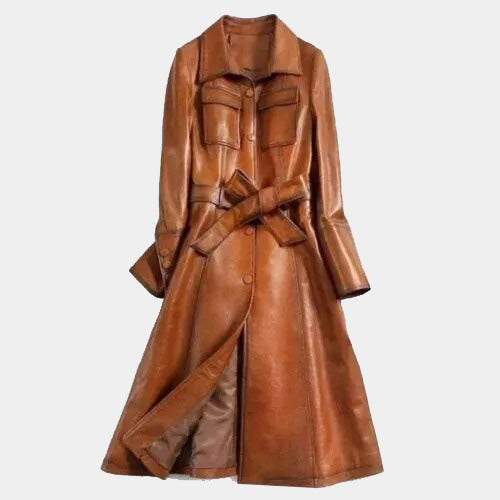 Italian Wax Tan Oversized Trench Coat