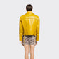 Buy Best Price Fashion yellow women's cowhide leather biker jacket