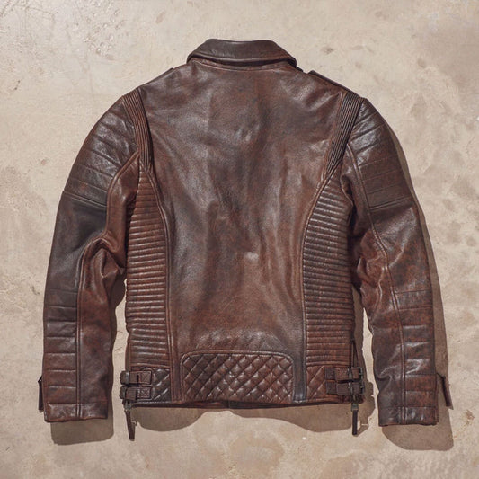 Buy Best Looking Style Fashion Men Waxed Brown Biker Leather Jacket