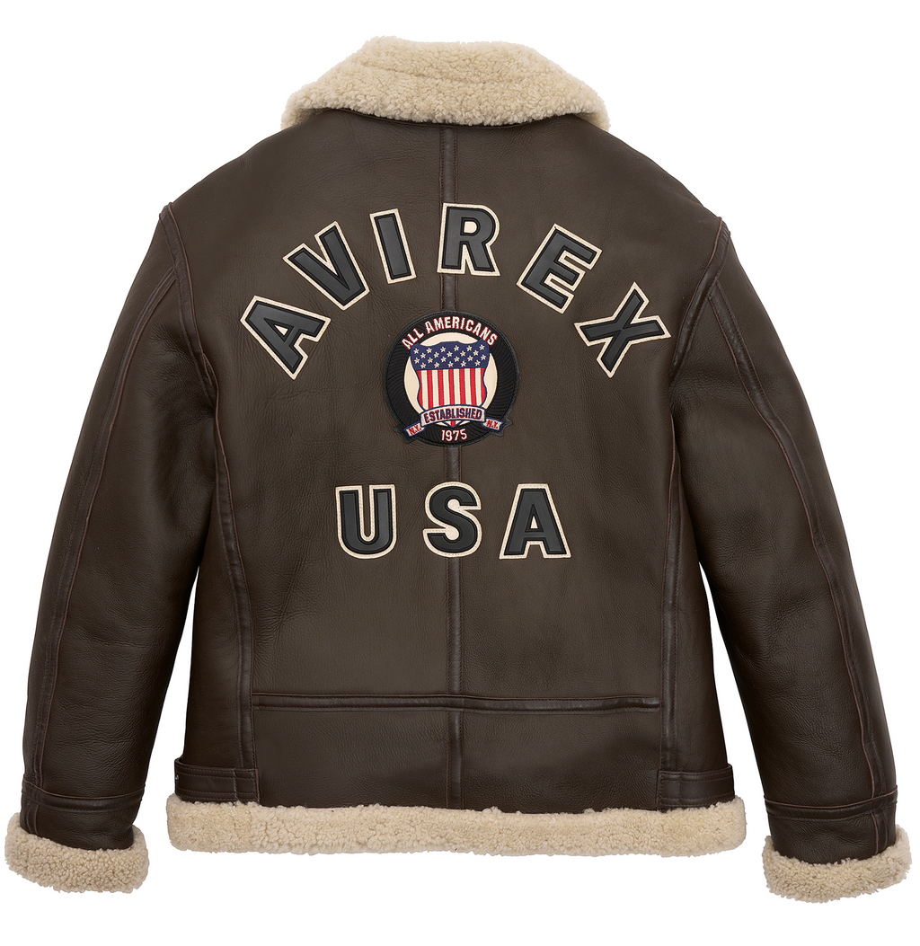 Buy Best Original Winter Avirex B3 Shearling Choclate Leather Jackets For Sale