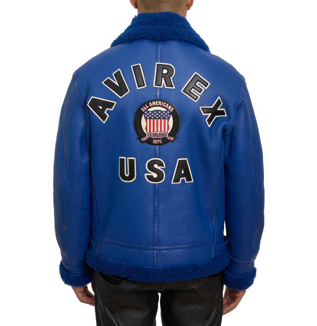 Buy Best Original Winter Avirex B3 Shearling Mazarine Blue Leather Jackets For Sale