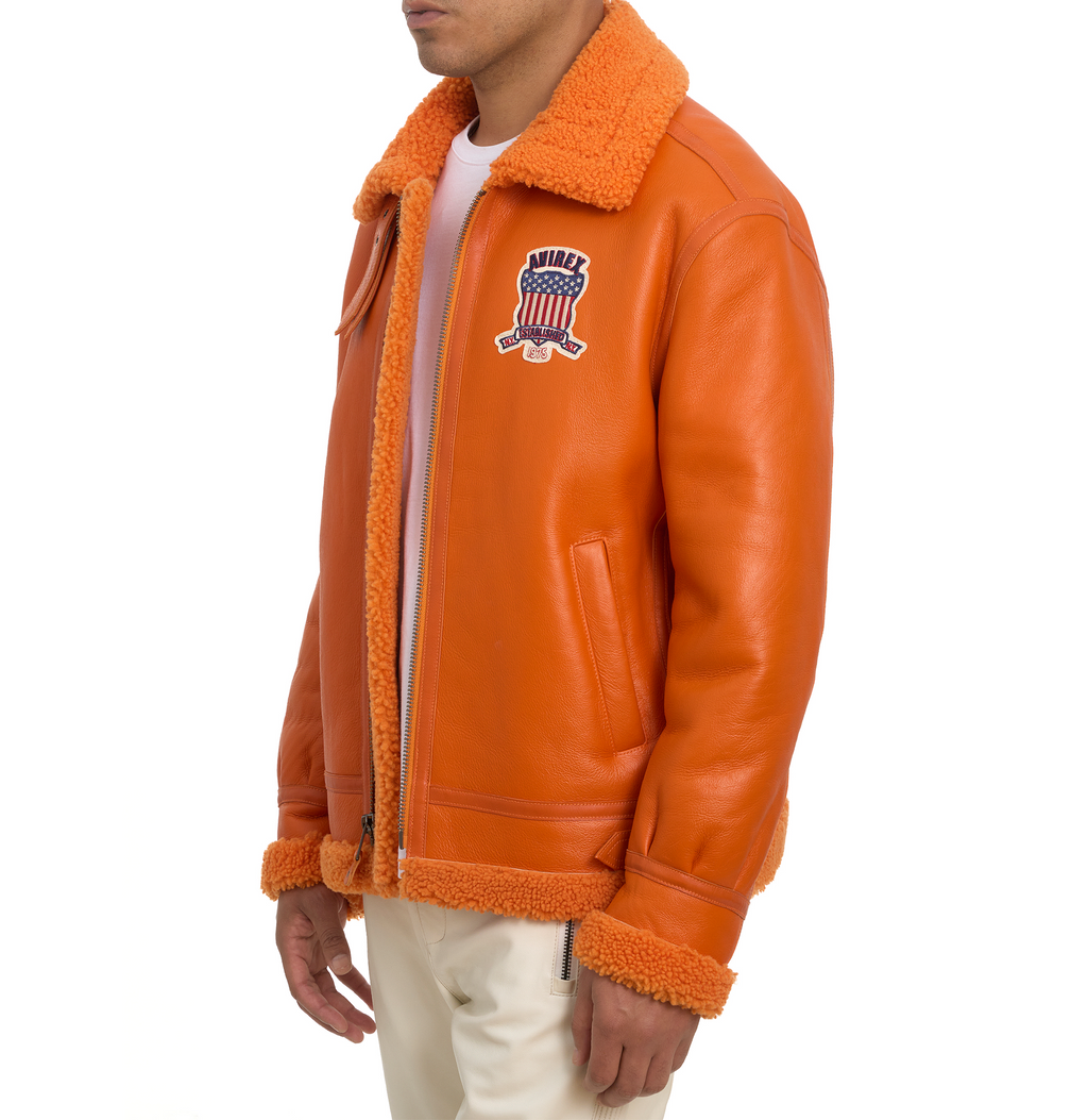 Buy Best Original Winter Avirex B3 Shearling Orange Leather Jackets For Sale