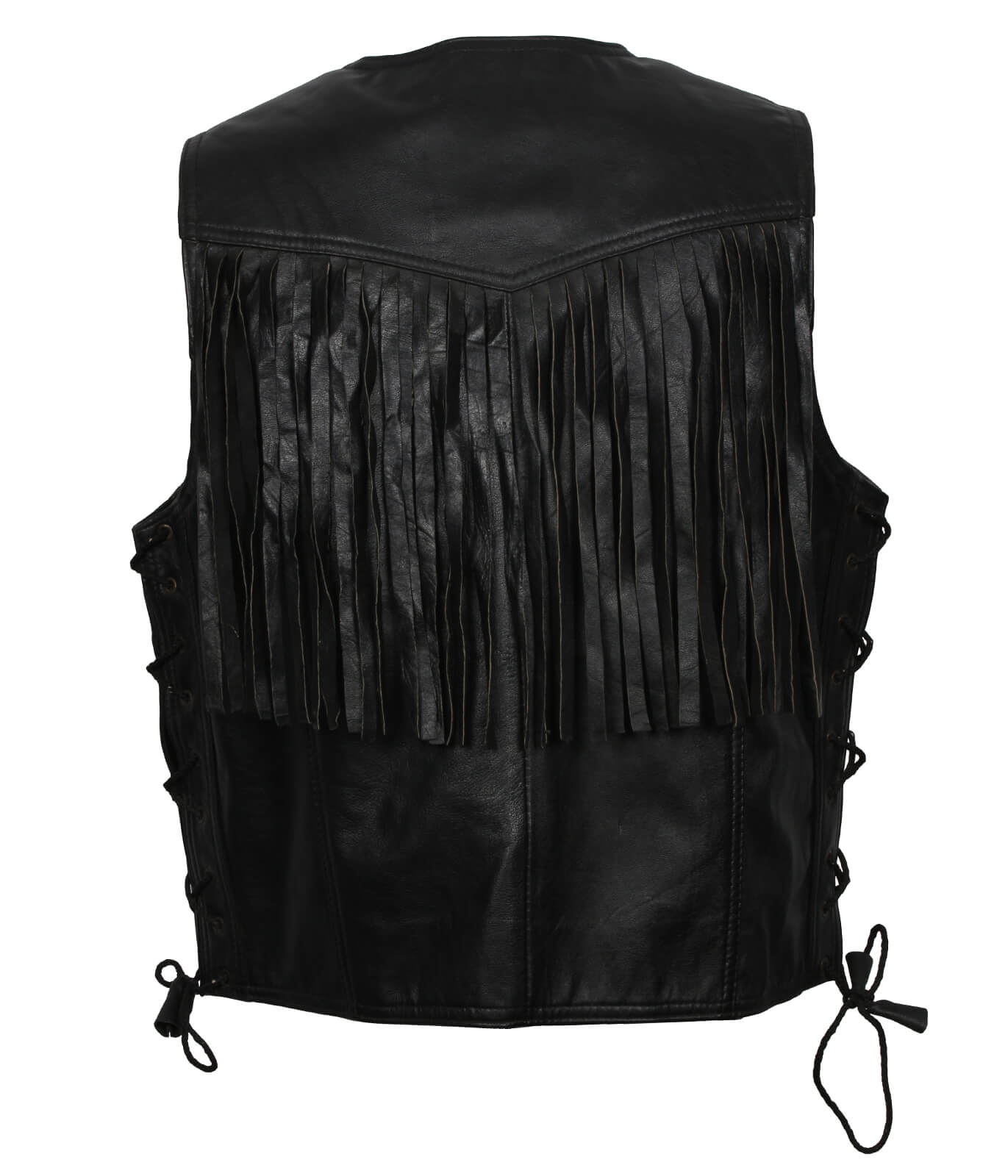 Shop Best Style High Quality Black Cowboy Leather Vest With Fringes For Sale