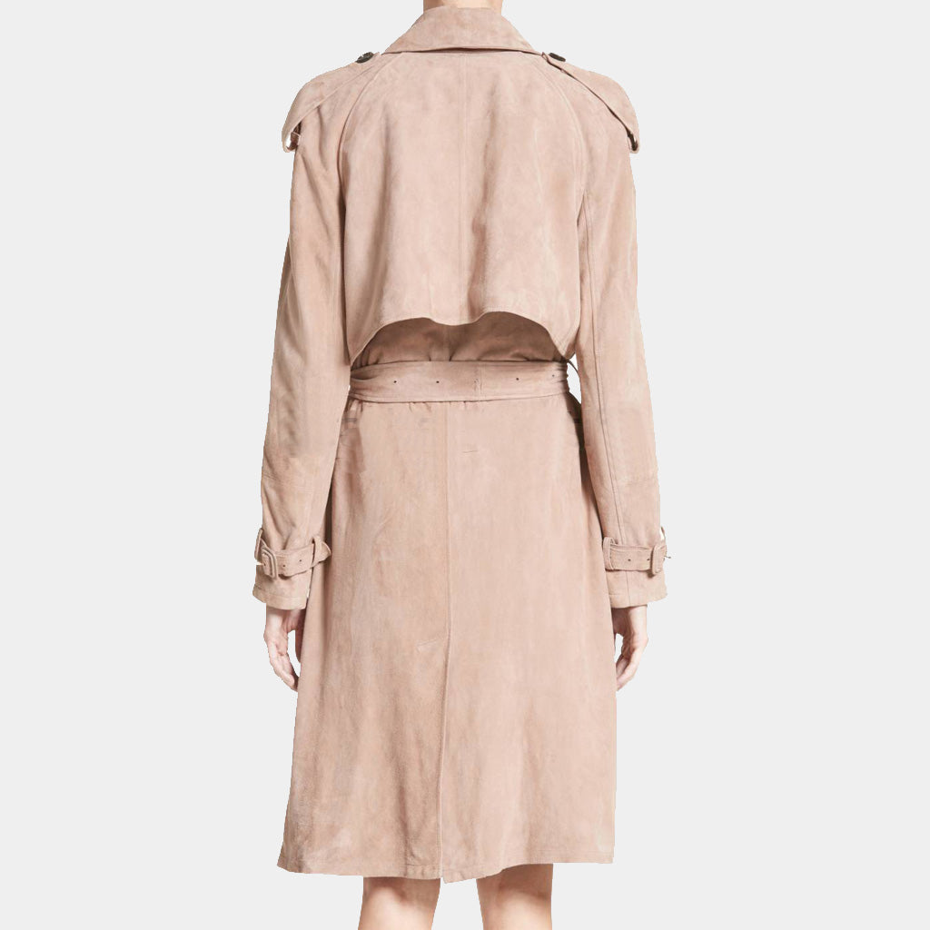 Newly Designed Suede Leather Trench Coat