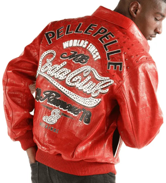 Purchase Best Genuine Style Soda Club Pelle Pelle Red Leather Jacket For Sale