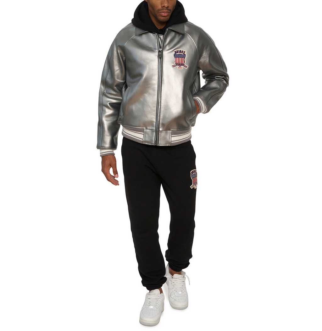 Purchase Best Style Of Metallic Silver Of Fashion Bomber Leather Jackets For Mens