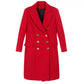 Women’s Red Double Breasted Coat With Golden Buttons For Christmas Sale