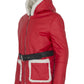 Men's Santa Claus Winter Christmas Hooded Fur Lined Red Leather Coat For Sale