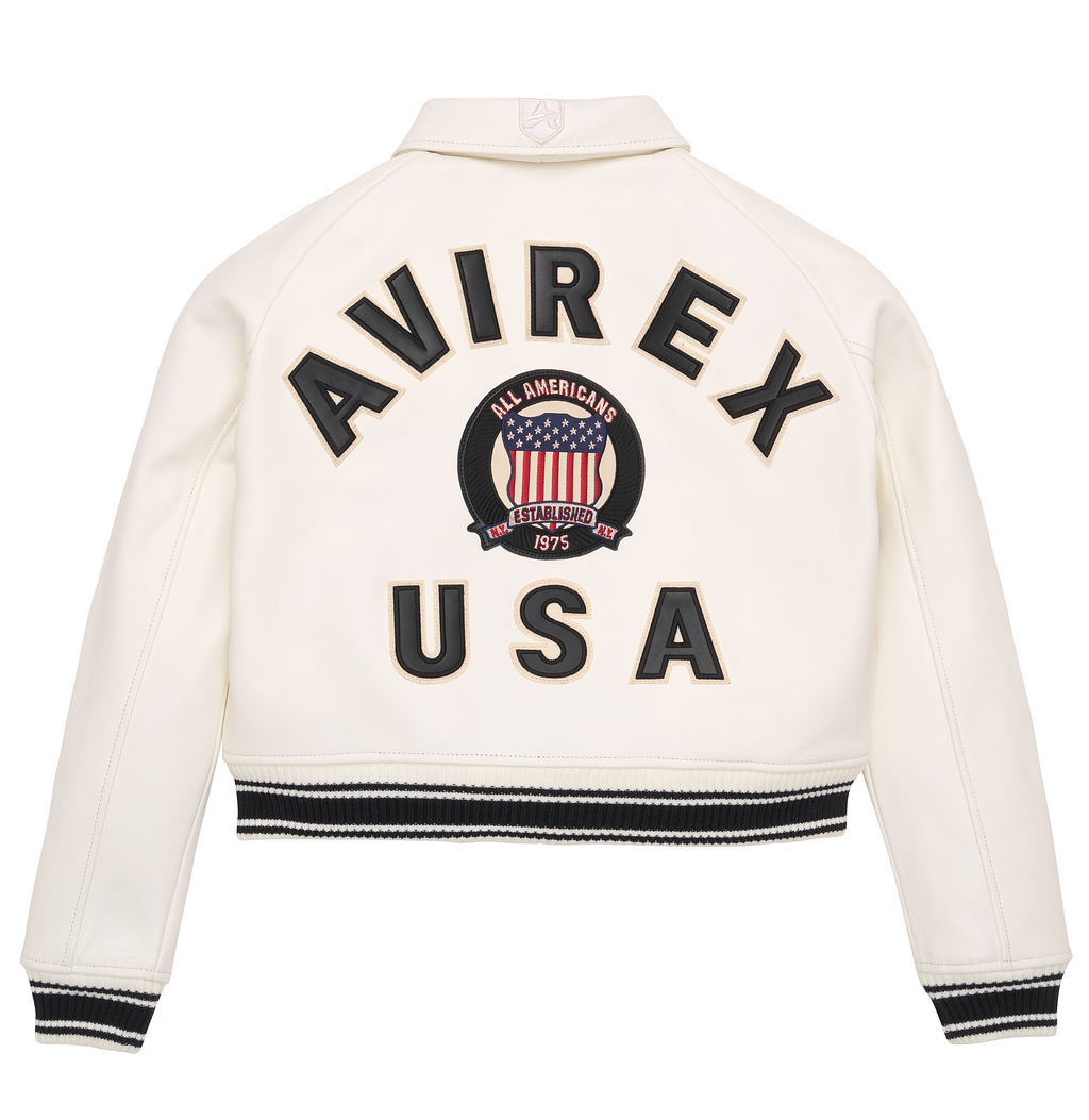 Shop Best High Quality Fashion Bomber Style Snow White Avirex Cropped Icon Jackets