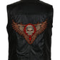 Shop Best Men's Skull Embroidered Black Motorcycle Genuine Leather Vest For Sale