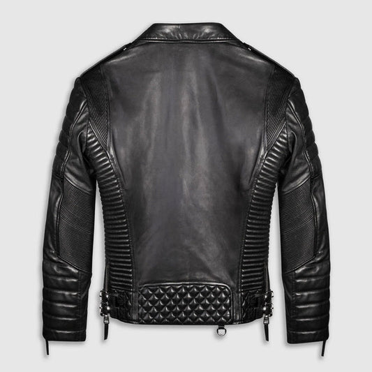Best Quality New style Fashion Black Biker Leather Jacket For Men Quilted Style