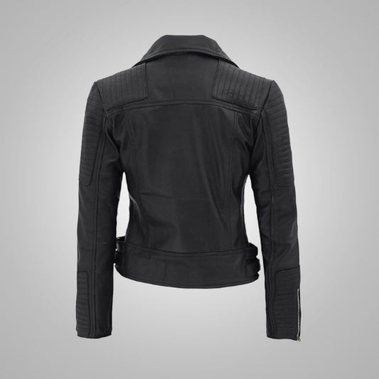 Nikki Roumel Black Leather Biker Jacket