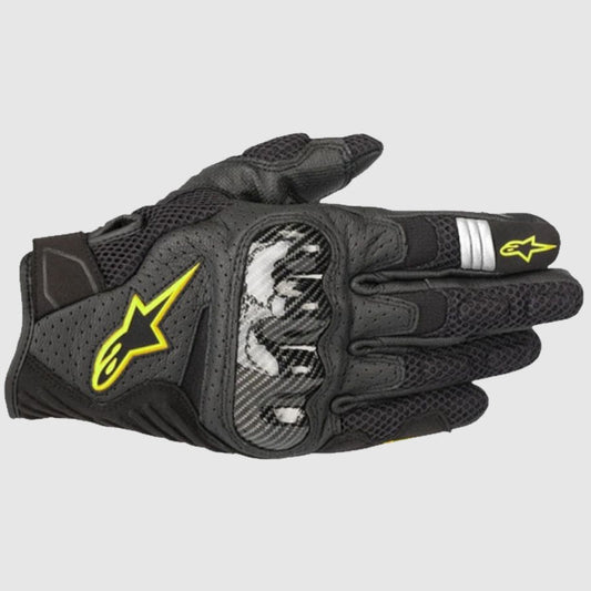Buy Best Sales Alpinestars SMX-1 Air v2 Mens Street Riding Black And Yellow Leather Gloves