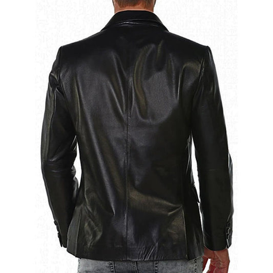 Genuine High Quality Black Stretch Boys Biker Leather Blazer Jacket